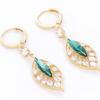 Fashion Shiny Zircon Green Leaf Pendant Earrings for Women Temperament Versatile Birthday Party Anniversary Jewelry Mujer