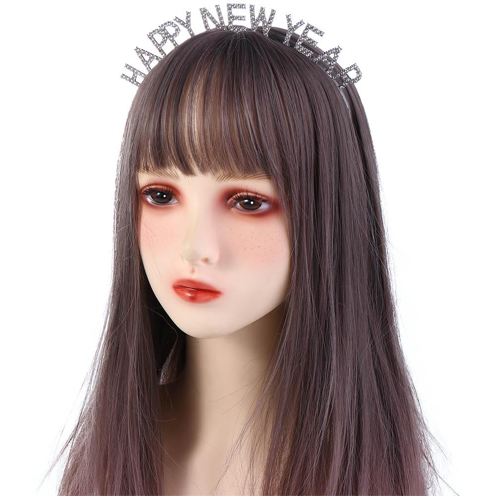 New Year Headdress HAPPY NEW YEAR Headband Female Jewelry Rhinestone Crown Korean Style Hair Hoop