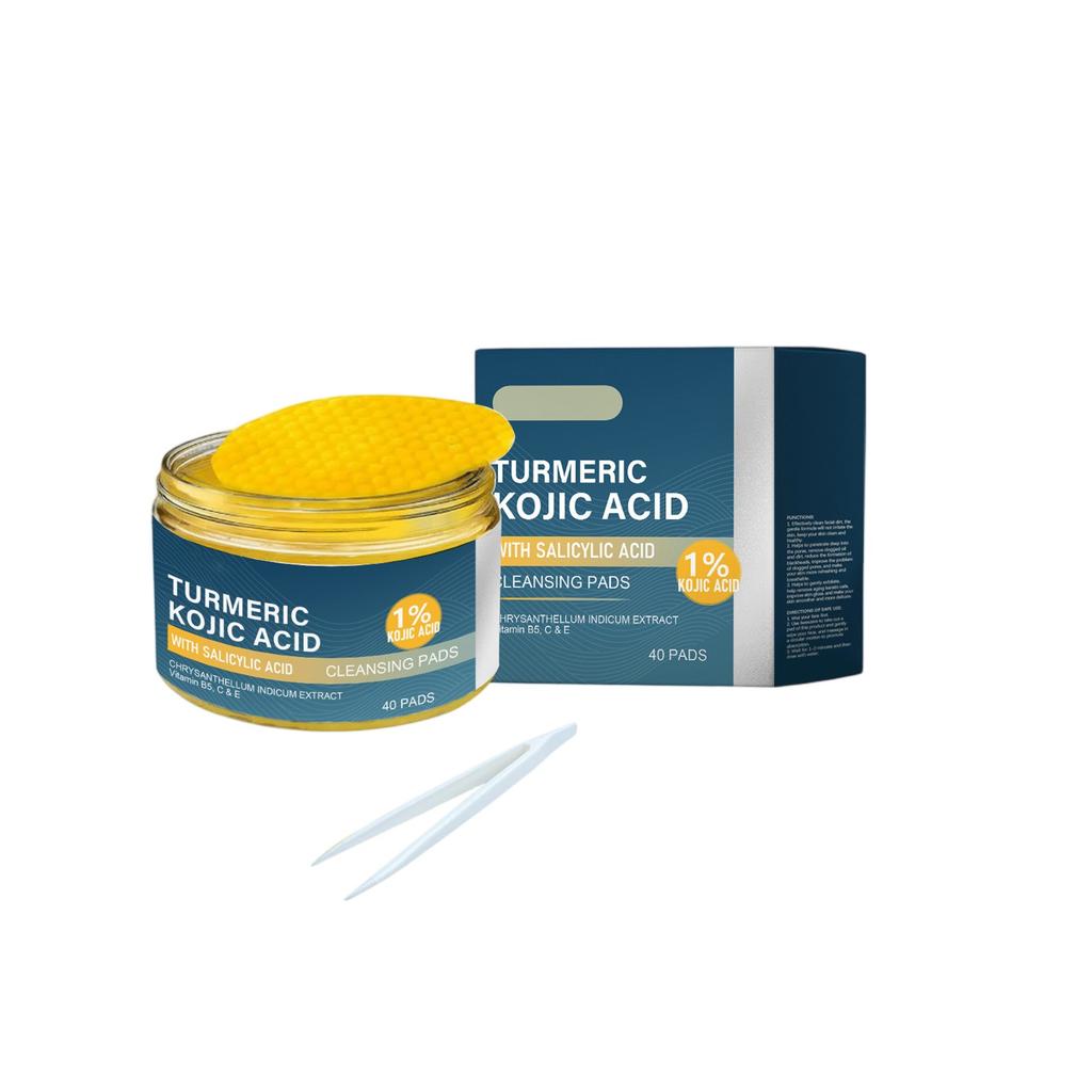 Cleansing Pads, Kojic Cleansing Pads Helps Balance Skin Oil And Water Hydrating Remove Excess Keratin From The Body'S Skin With Clip,40PC/30ml,