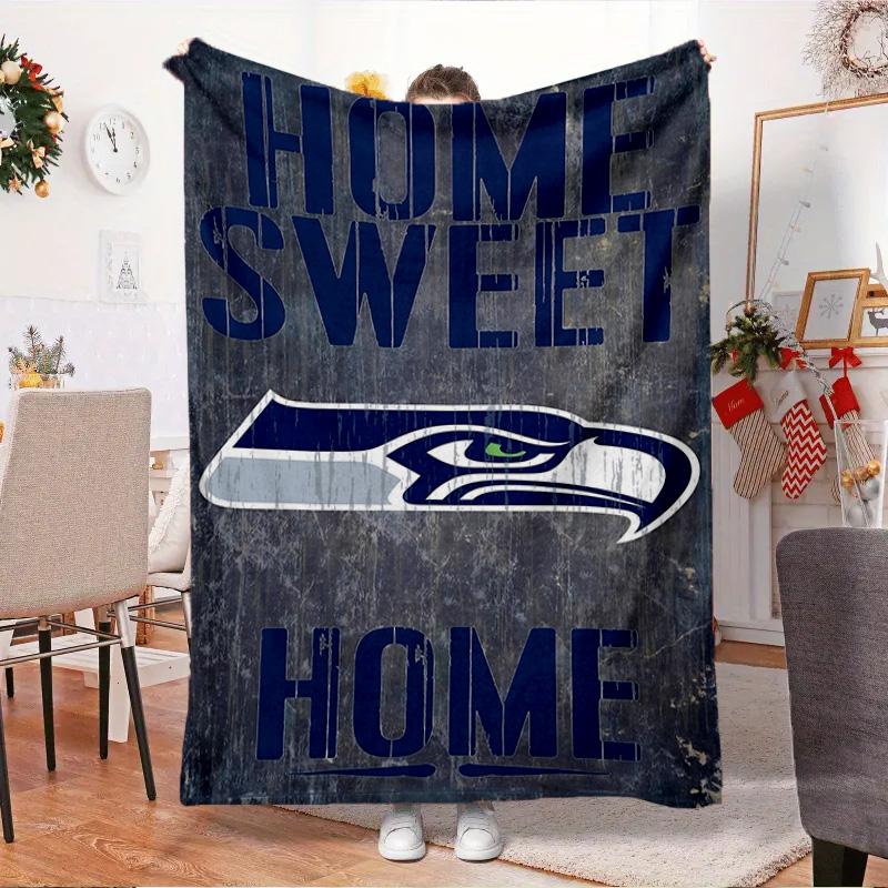 Seattle Seahawks Logo Blanket Outdoor Flannel Blanket for Camping, Hiking, Garden Parties, Picnic Essentials,gift for family and friends