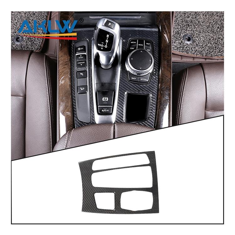 Real Carbon Fiber Cover Trim Center Console Gear Shift Panel Decorative Frame for BMW X5 F15 2014-2018 Car Interior Accessories