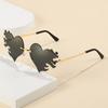 Fashion Rimless Sunglasses Flame Unique Big Love Heart Eyewear Luxury Brand Designer Vintage Sun Glasses Shades UV400 Eyewear
