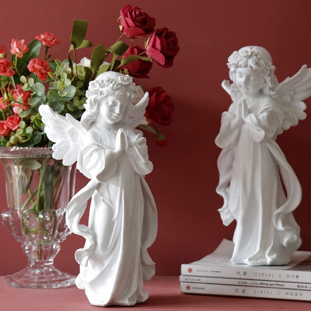 Hand Carved Praying Angel Sculpture Resin Cupid Angel Creative Angels Statues  Home