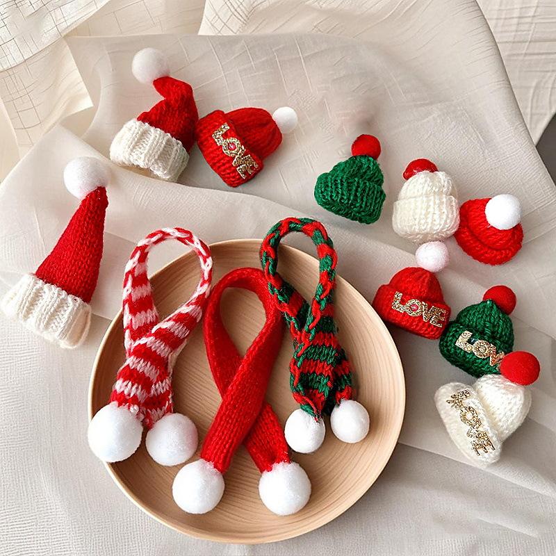 Christmas Hat Cute Mini Red Woolen Hat Hairpin Hair Accessories Wine Bottle Hat Christmas Dress Decoration
