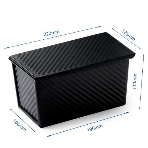 Bread mold, square, black-coated aluminum with excellent heat conductivity, perfect for baking bread. Perfect for baking bread with a beautiful brown