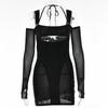 European and American Autumn New Sexy Suspender Tight Dress Fashionable Backless Long-sleeved Hip-wrapped Short Skirt Women