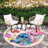 1pc Stitch Round Area Rug,Non Slip,Machine Washable Polyester Carpet for Living Room,Bedroom Decor