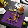 6PC Halloween Pumpkin Black Cat Placemats Festival Kitchen  Linen Dinning Table Mats Bowl Coffee Cup Pads Mats Home Decor