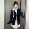 TB New Sweater Jacket Rotator Sleeve Striped Knitted Sweater Men's and Women's Casual Versatile Zipper Hooded Jacket