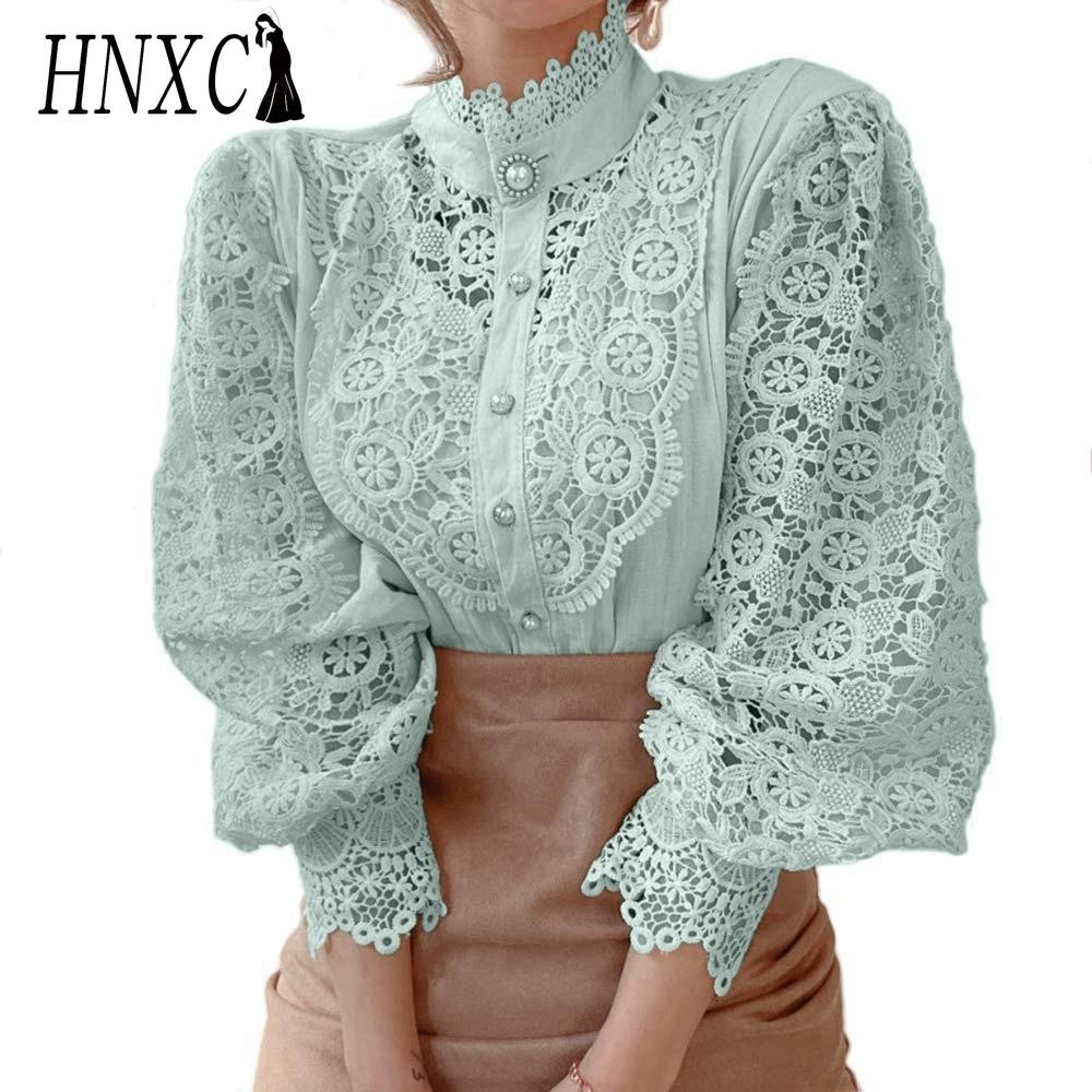 HNXC Женские модные повседневные однотонные блузки и рубашки с длинными рукавами с принтом