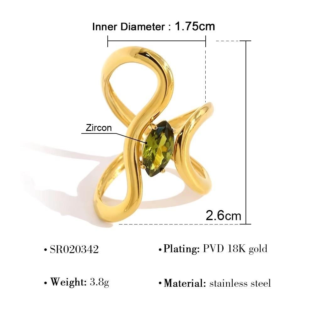 Trendy 18K Gold Plated Irregular Rings Chic Exquisite Luxury Vintage Women Crystal Jewelry Stainless Steel Flower Ring Gift