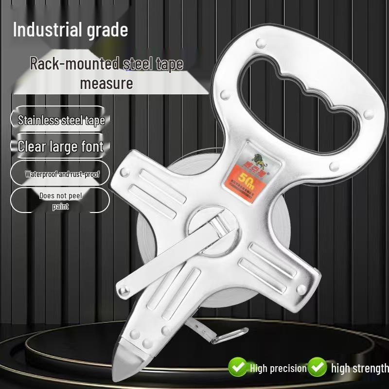 Steel Frame Measuring Tape: 30m, 50m, 100m Hand Crank Surveying Ruler Plastic Frame 30m