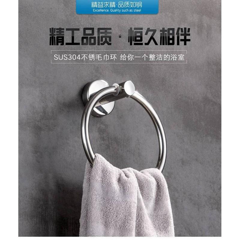 304 Stainless Steel Towel Ring Bathroom Wall Mount Polished Finish Heavy Duty 15kg Load Capacity