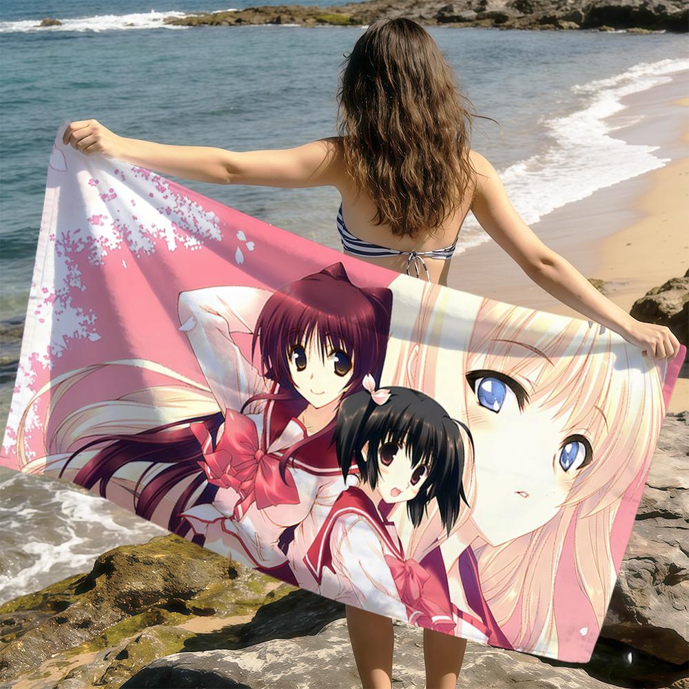 

game anime kawaii girl k-Kousaka Tamaki To h-Heart 2 soft Beach Towels Trip Towel swim Summer Holiday bathing Pool Camp Gift W30*H60(CM)