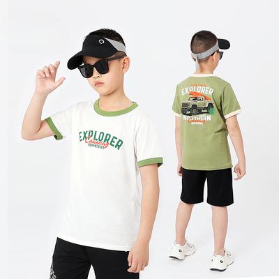 Summer Korean Version of the New Children's Sports Short Sleeve Big Children Pure Cotton Printed Sweatshirt Boy Short Sleeve T-shirt