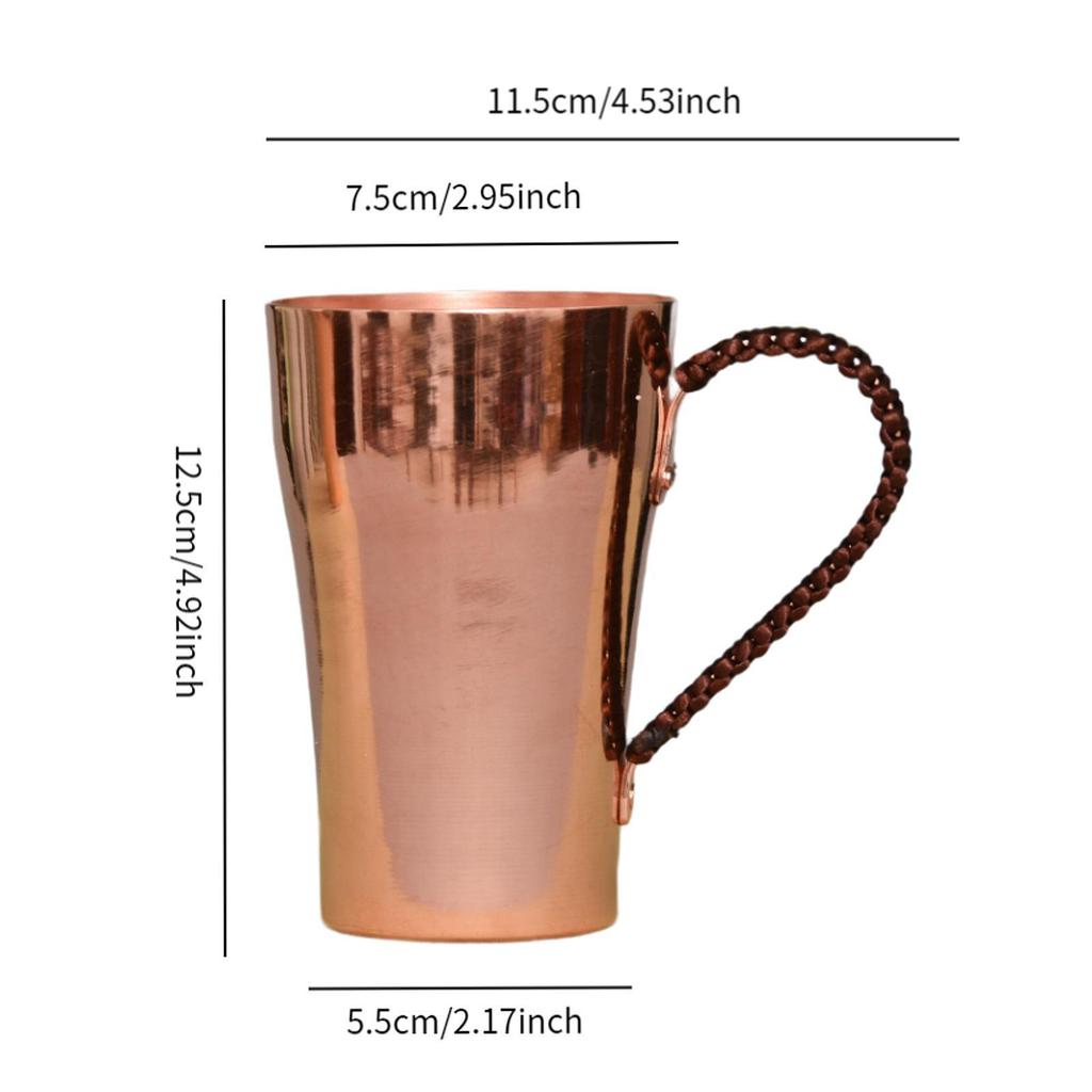 Moscow Mules Cup 400ml Copper Tea Cup Easy Clean Water Mug Portable Pure Copper Cup for Beverage Coffee Shop Hosuehold Bar Party