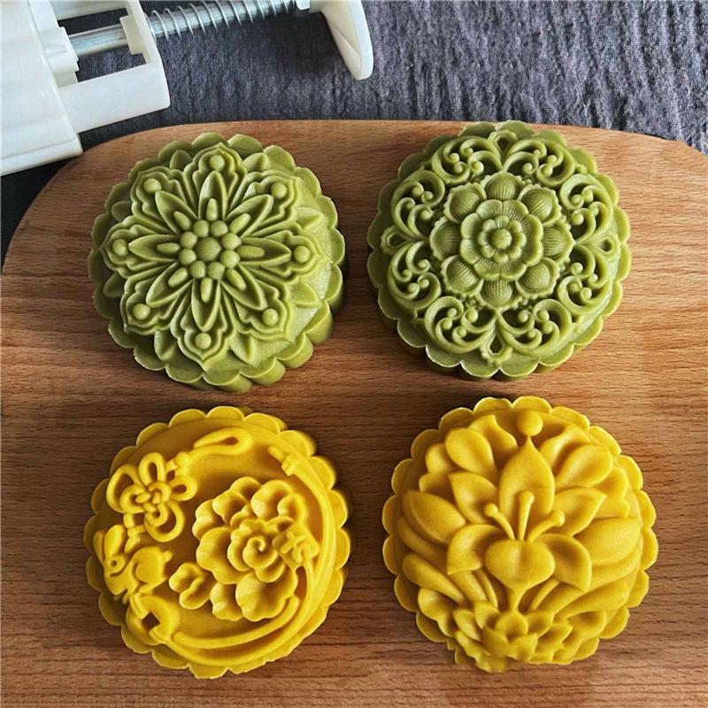 150g/200g Flower Shape Pastry Moulds Mooncake Mold Mooncake Mould Hand Pressure Tool Plastic Material Baking Accessories