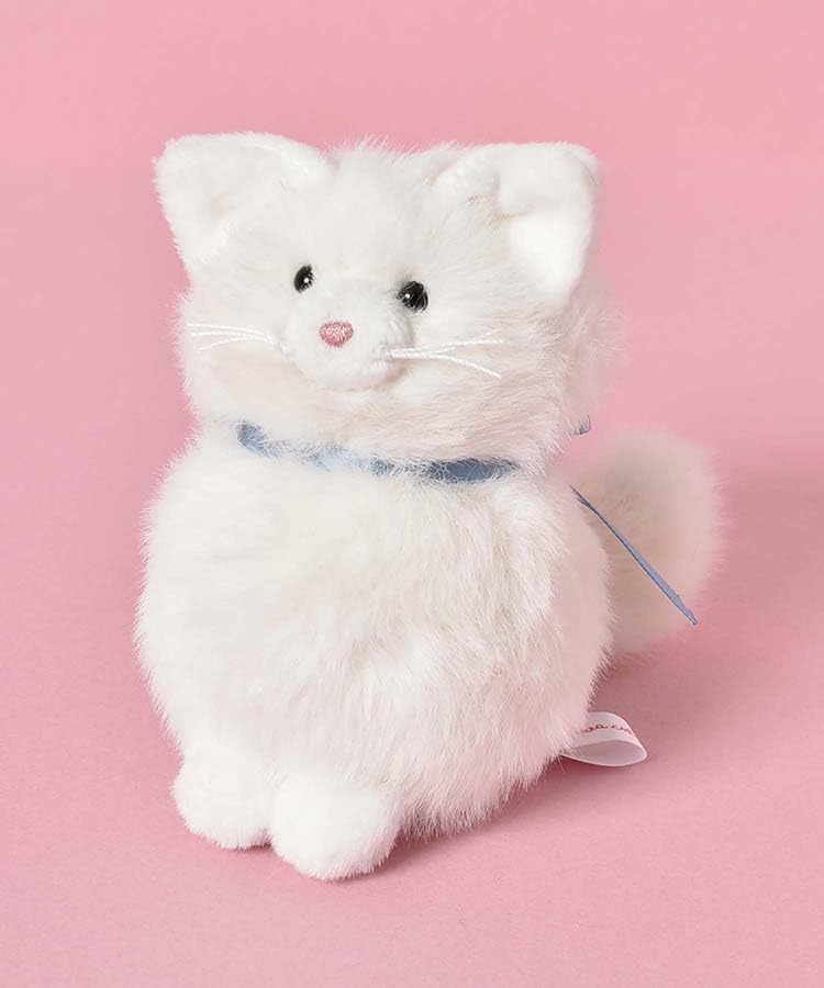 Bleu Bleuet Fluffy Cat Plush Stuffed Animal Toy, Mascot, Soothing, (White)