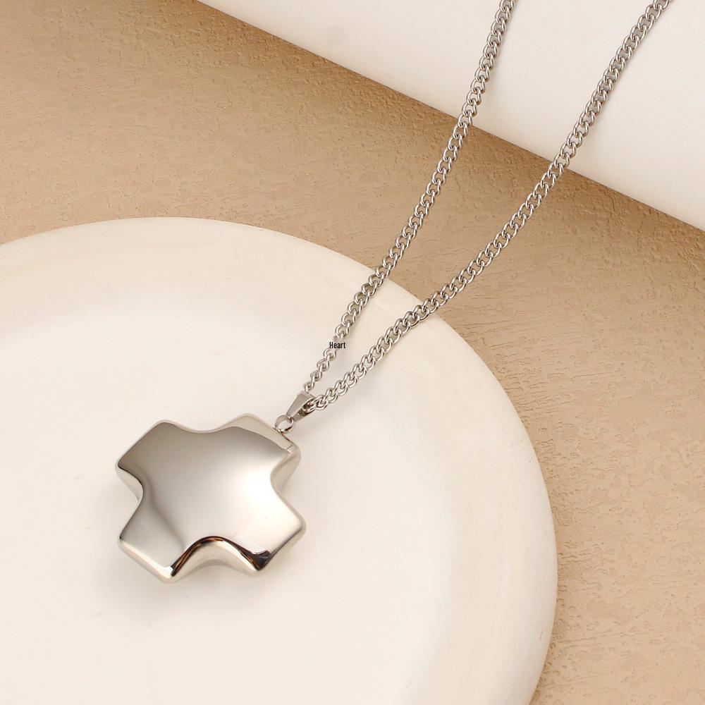 Exaggerated Stainless Steel Cross Pendant Necklace - Fashionable Polished Hip Hop Choker