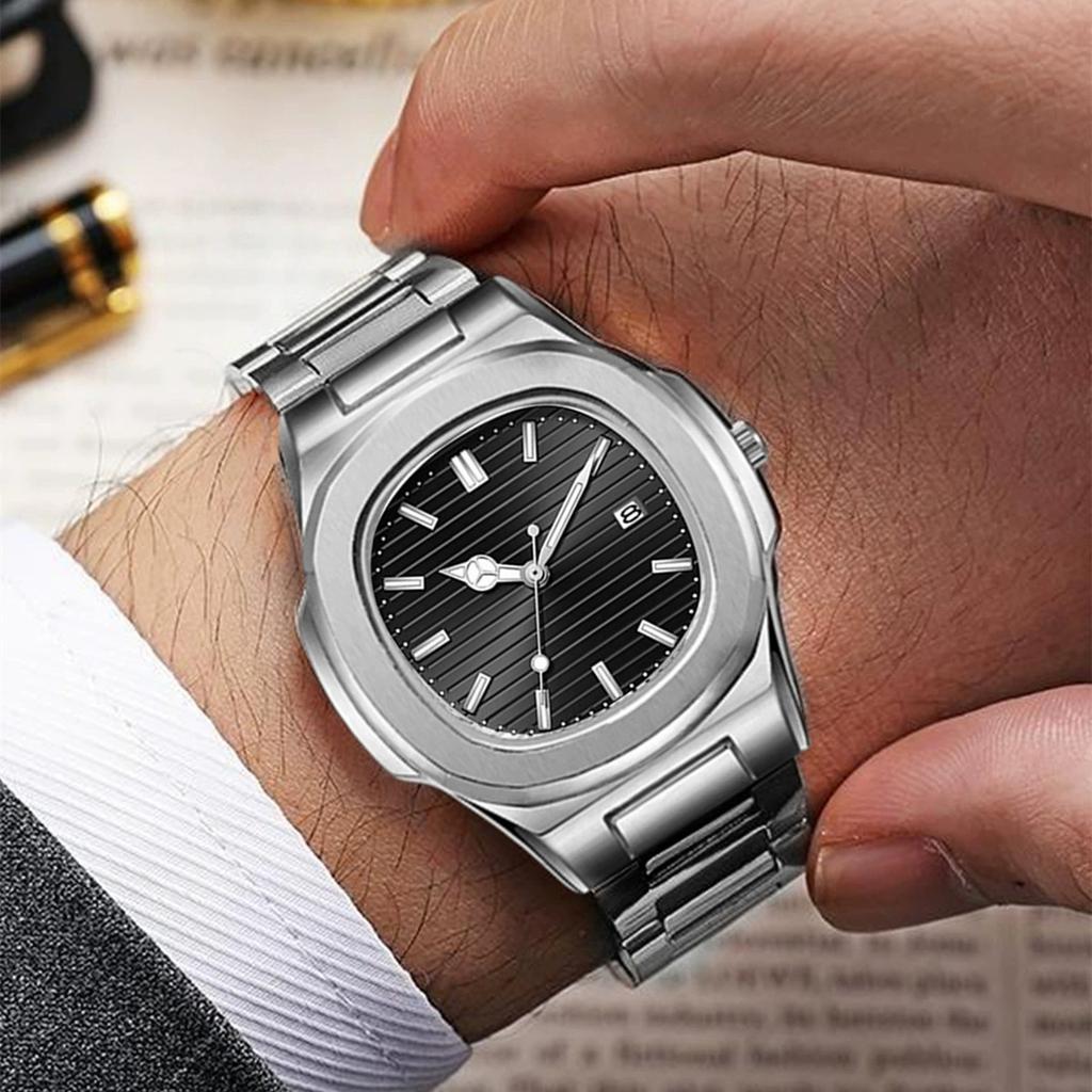 Factory Hot Selling Many Different Colors Stainless Steel Luxury Charm Fashion Men's Business with Calendar Style Quartz Watch