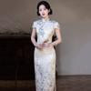 Blue and white national style new Chinese daily Suzhou long cheongsam improved young 1011 new women's high sense summer