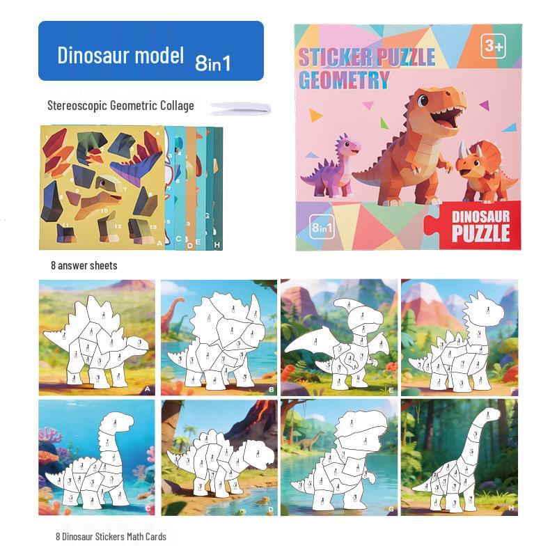 Handmade 3D Geometric Collage Stickers for Kindergarten Creativity and Early Education