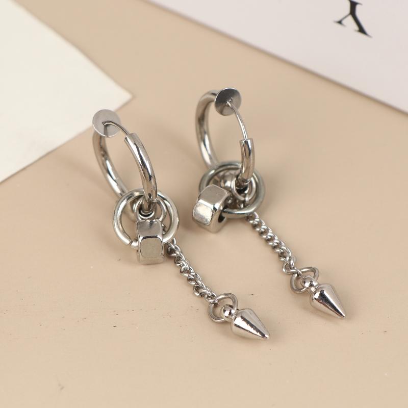 Orecchino a goccia Punk con catena lunga conica in acciaio al titanio, orecchino a cerchio alla moda per donna uomo, gioiello personalizzato, regalo