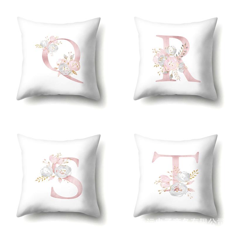 Polyester Pillowcase Automobile Decoration Home 26 English Letter Printing Pillowcase Waist Cushion Cover