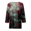 Women's Fashion Casual Round Neck 3/4 Sleeve Loose  Printed T-Shirt Ladies Top