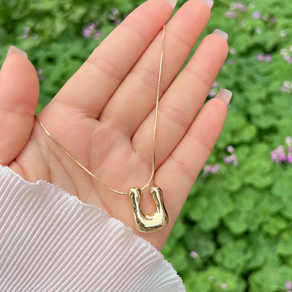 18K Gold Copper-Plated A-Z Balloon Bubble Alphabet Pendant Necklace, 2024 Stylish Glossy Design.