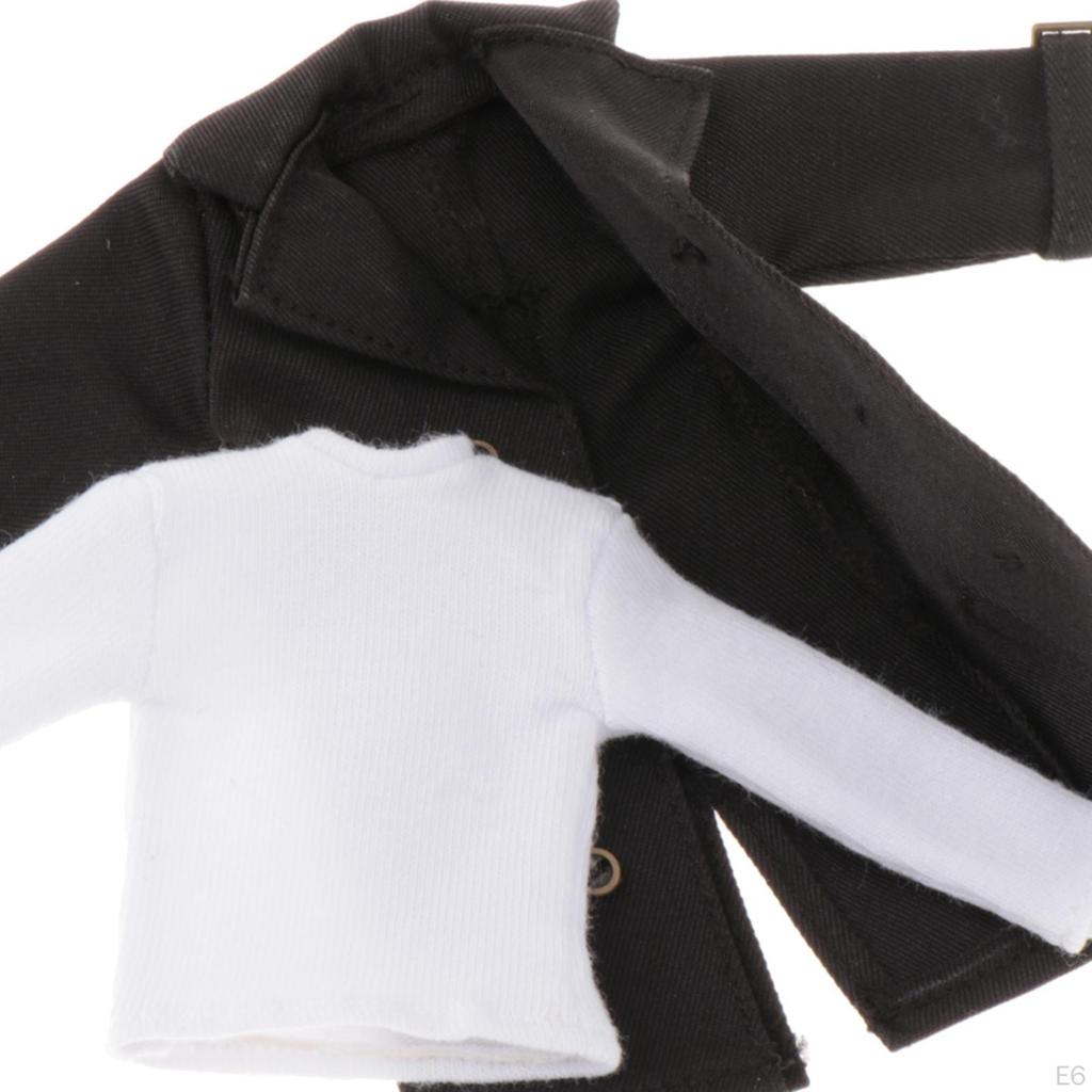 1/12 Male Action Figure Clothes Overcoat Costume Miniature with Long Sleeve Backing Shirt