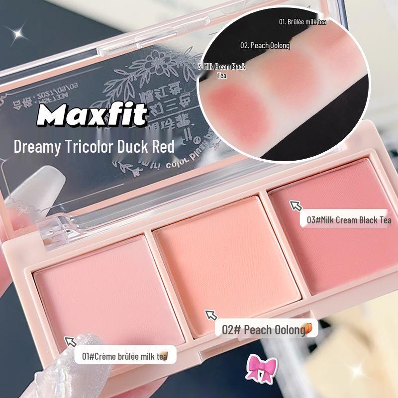 

One Body Meishi Fei Three-Color Blush Palette - Pure Desire for Brighten Skin Tone, Matte Finish, Perfect for Parties and Students.