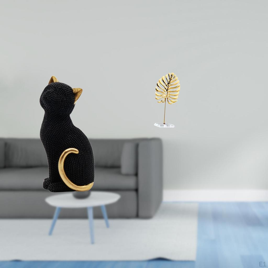 Resin Cat Figurine Decorative Animal Sculpture for Entrance Bookshelf Living Room Bedroom Abstract
