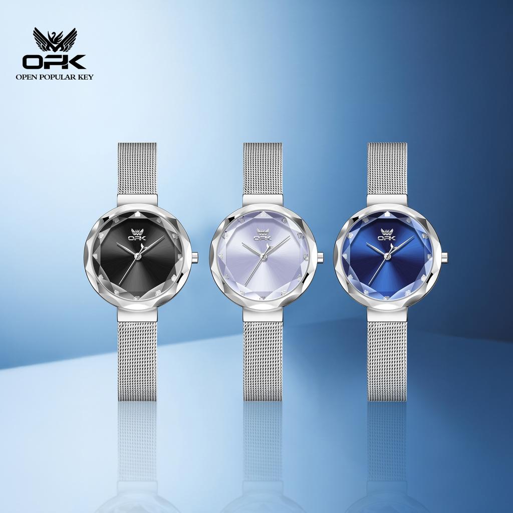 OPK Brand Watches Exquisite and Elegant Diamond Cut Mirror Women's Waterproof Quartz Watch 6098
