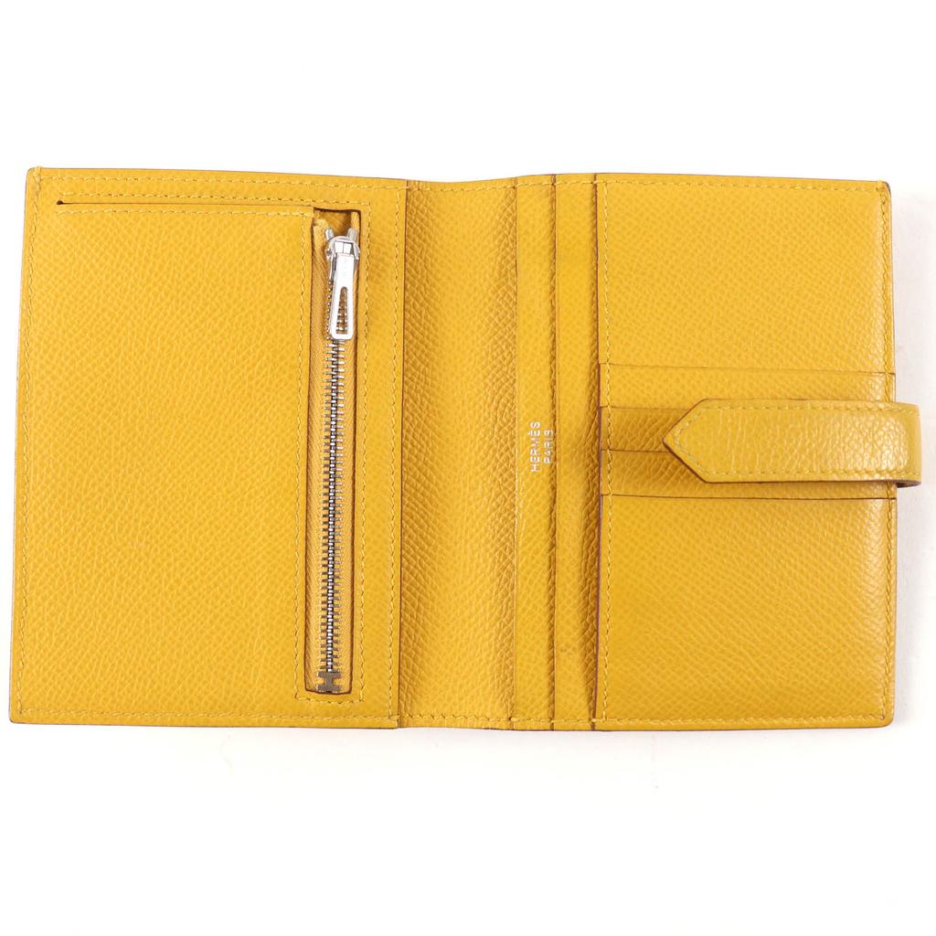 Great HERMES Bifold Wallet BEAN Compact Compact wallet Epsom Leather Women Used