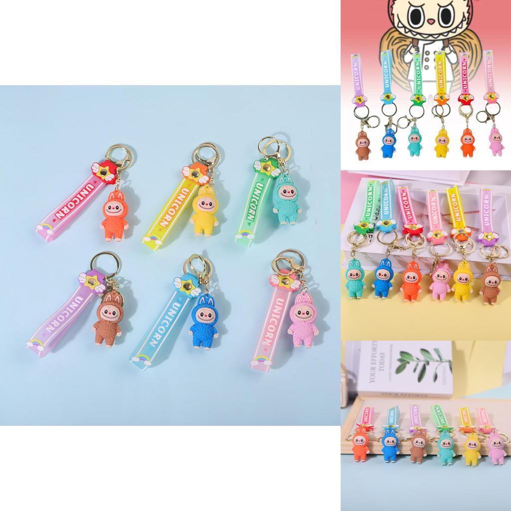 Colorful Cartoon Pvc Sheep Keychain Adorable Soft Keyring For Bags And Cars