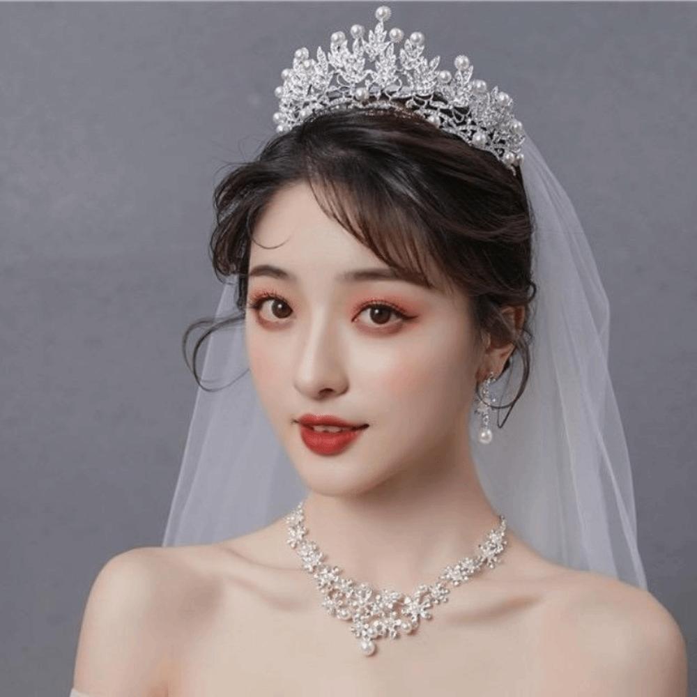 Gold Rhinestone Tiara Fairy Pearl Tiaras Retro Bride Crown  Queen