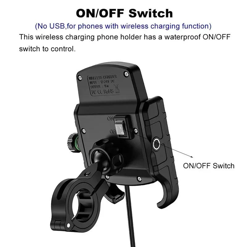 Motorcycle Holder With Wireless Charge Motorbike QC3.0 Fast Charg Cell Phone Wireless Holder Handlebar Mount Stand GPS Holder