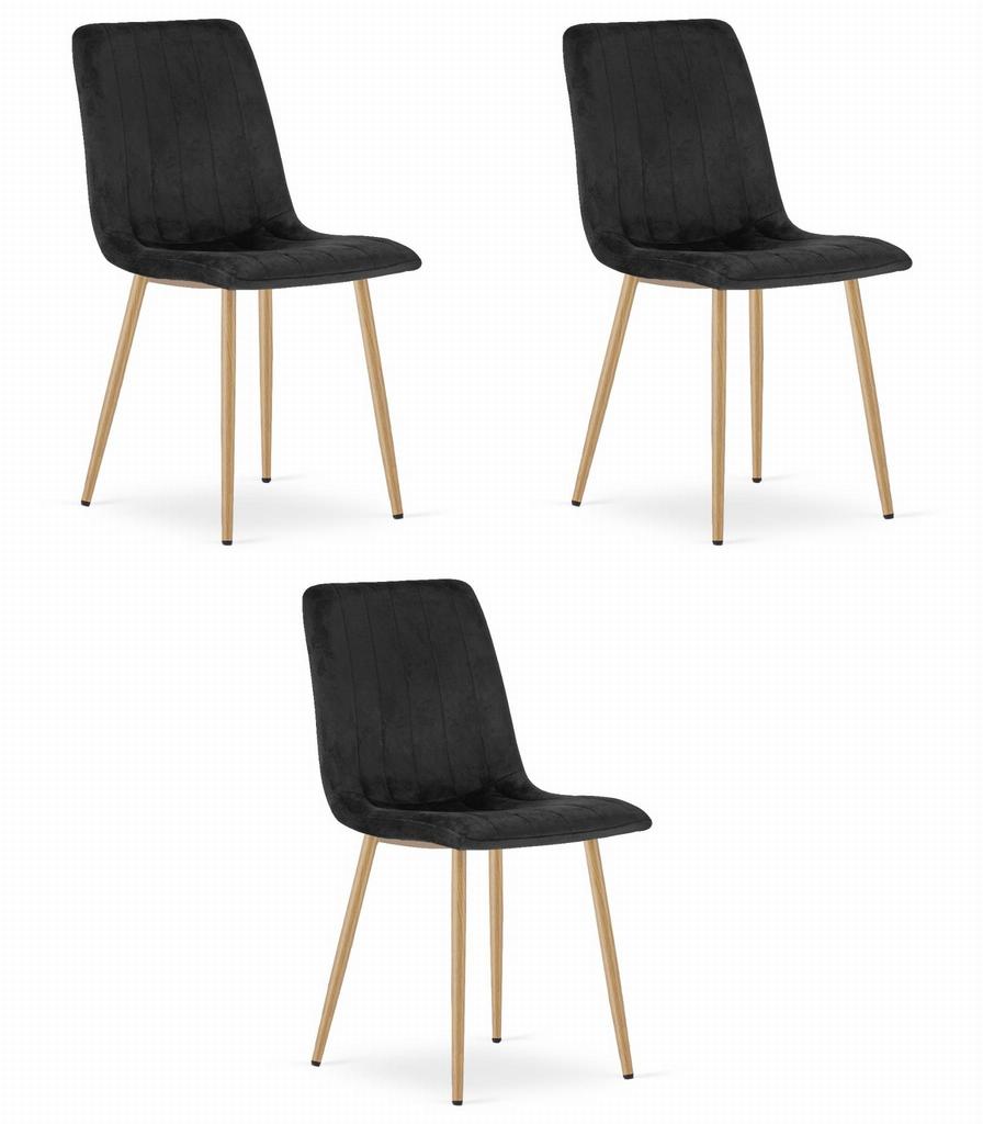 LAVA Chair - Black Velvet / Wood Color Legs X 3