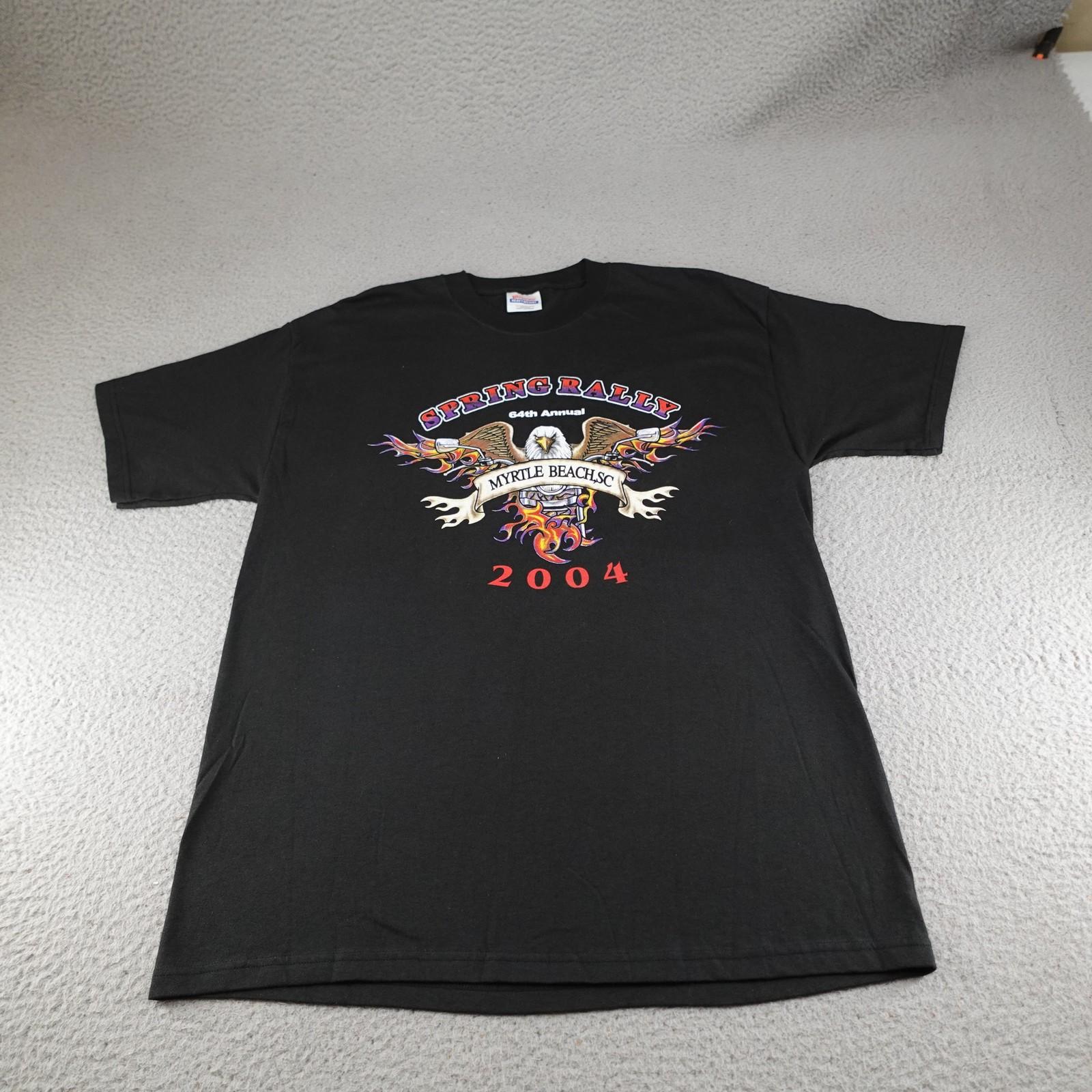 Vintage Biker Shirt Mens Large Black Eagle Flames Motorcycle Myrtle Beach Rally Unisex T-Shirt XXXL
