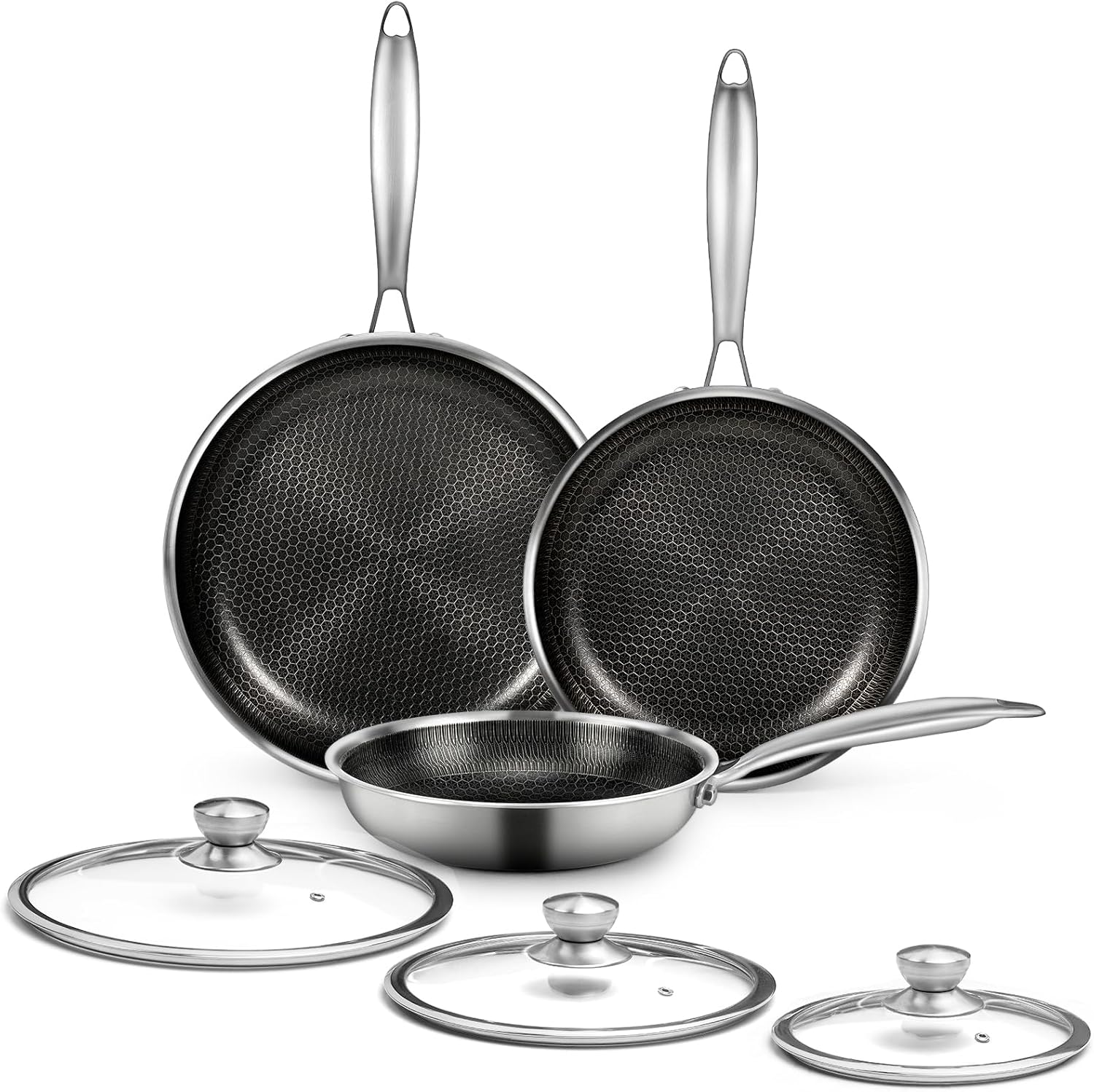 

6 Piece Nonstick Pan Set Eco-friendly 8 9.5 12 Inch Frying Pans for Cooking 20-30cm чёрный