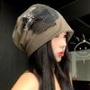 Niche retro cloth stickers stacked hat women's summer thin loose face small cold hat versatile big head circumference bag head hat