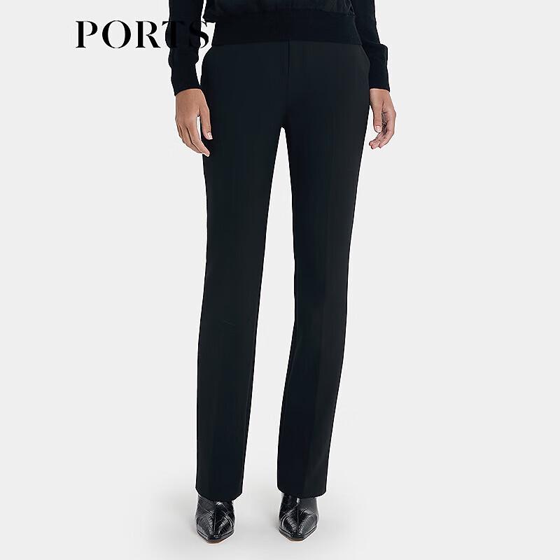PORTS Women's Elegant Black Straight-Leg Trousers