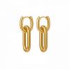 European Ribbed Chain Earrings: Retro Gold, High-End Niche Design for Women