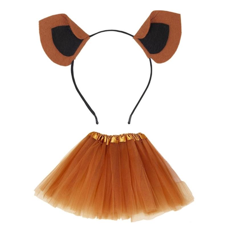Tier-Cosplay-Kostüm mit Haarband und Rock für Kindergeburtstag Halloween