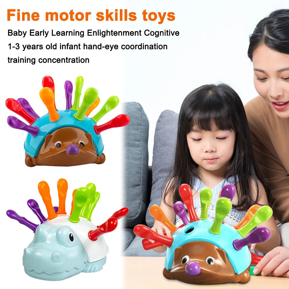 Jouets d'Éducation Précoce Hérisson Entraînement Axé sur la Motricité Fine Coordination Œil-Main Jouet à Insérer Combat Pour 1-3 Ans