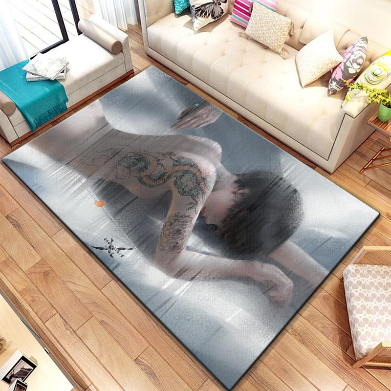 Bivariate ghostblade beautiful Painting Carpet for Living Room Large Area Rug Black Soft Carpet Home Decoration Mats Boho Rugs