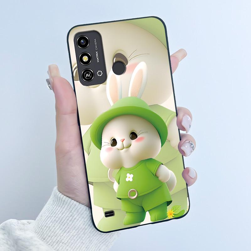 For ZTE Blade A53 Case For ZTE Blade A53 Pro Phone Back Cover Silicone Soft Black TPU Luxury Cute Love Rabbit Funny Bumper Shell
