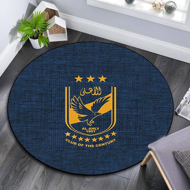 Al Ahly Sporting Club Round Area Rug,Carpet Rug for Living Room Bedroom Sofa Playroom Decor,Non-slip Floor Mat