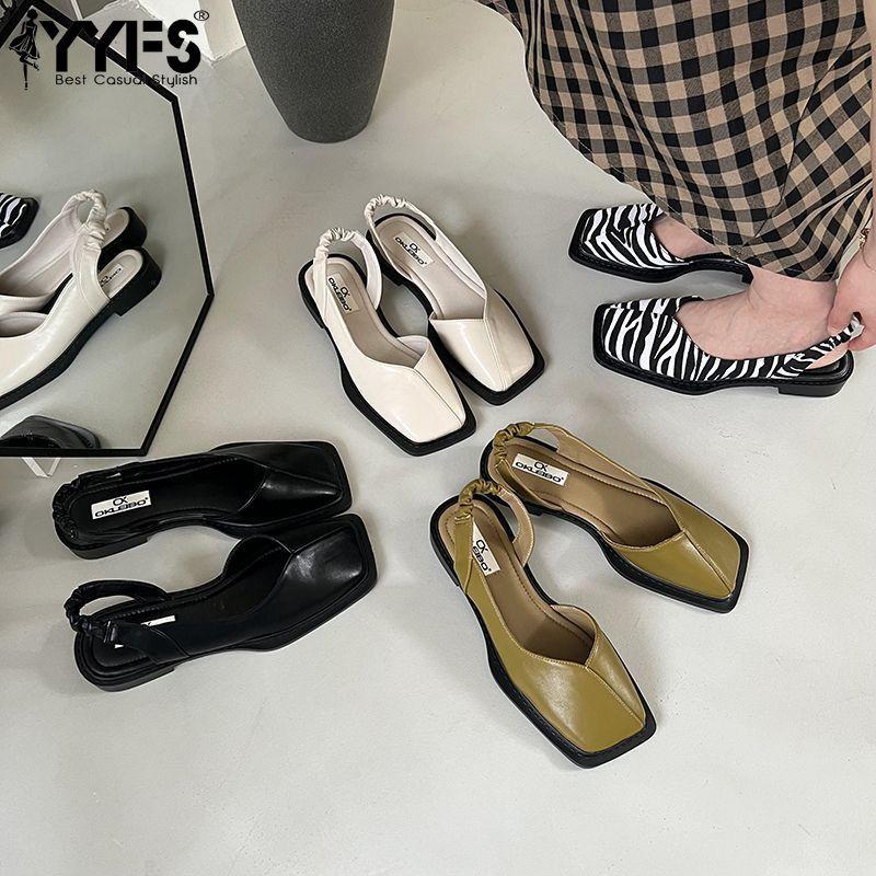 Summer Pleated Elastic Sandals Square Toe Fashion Women Slippers Women Deep Toe Sandals Women Designer Sandals